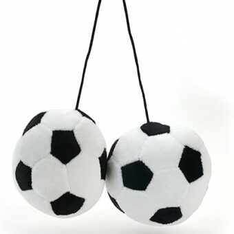 Fuzzy Hanging Rearview Mirror Soccer Balls-Pair 1296554