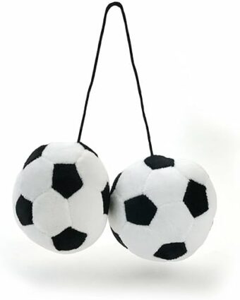 Fuzzy Hanging Rearview Mirror Soccer Balls-Pair 1296554