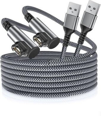 Garmin Watch Charger Cable 1.2M 2Pack,Right Angle Nylon Charging Power Cord Lead for Fenix 5 5S 5X 6S 6X 7 7S 7X,Forerunner 745 935 945 245 Music,Instinct,Approach S10 S40 S60...