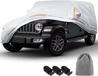 GIANT PANDA Car Cover Custom Fit for Jeep Wrangler JL JK Unlimited 4XE 2007-2024 4 Door,Waterproof All Weather,Sun UV Protection,Enhanced Paint Protection for Automobiles & Car...