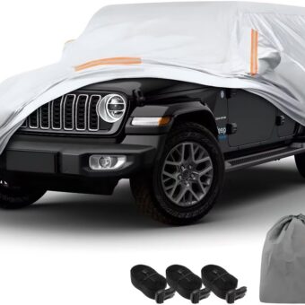 GIANT PANDA Car Cover Custom Fit for Jeep Wrangler JL JK Unlimited 4XE 2007-2024 4 Door,Waterproof All Weather,Sun UV Protection,Enhanced Paint Protection for Automobiles & Car...