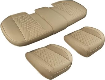 GIANT PANDA Car Seat Covers Full Set Include 2packs Front Seat Covers and 1 Rear Back Seat Cover, Beige