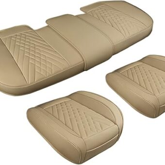 GIANT PANDA Car Seat Covers Full Set Include 2packs Front Seat Covers and 1 Rear Back Seat Cover, Beige