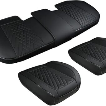 GIANT PANDA Car Seat Covers Full Set Include 2packs Front Seat Covers and 1 Rear Back Seat Cover, Black