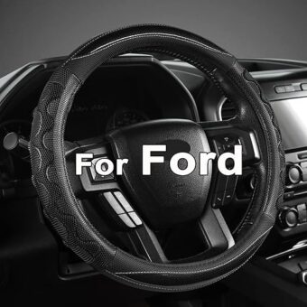 GIANT PANDA Car Steering Wheel Cover for Ford F150 F250 F350 Expedition 15.5-16 inches - Black