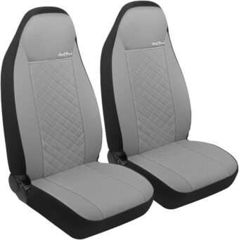 GIANT PANDA Front Seat Covers for Bucket Seats, Faux Leather Seat Covers Universal for Most Cars SUV and Mini Van (Grey)