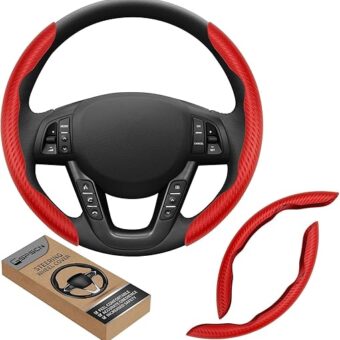 GSPSCN Universal Car Carbon Fiber Steering Wheel Cover Anti-Skid,Butterfly Steering Wheel Cover,Non-Slip Segmented Steering Wheel Protector,Fit for 99% Cars,Car Interior...