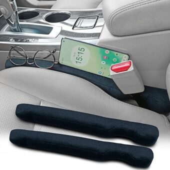 Happyworker Car Seat Gap Filler Universal Fit Organizer Stop Things from Dropping Under Pack of 2 (Fabric Black)