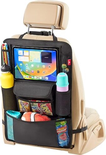 Helteko Car Seat Organizer, Ultra Version Kids Backseat Car Organizers and Storage, Waterproof Back Seat Protector Kick Mats with Tablet Holder 12" Car Accessories Interior,...