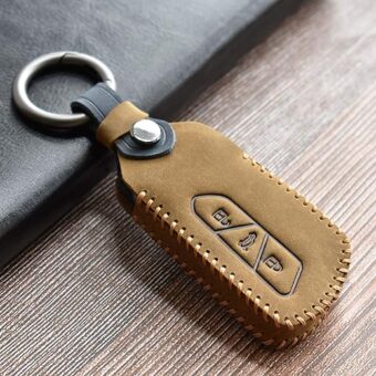 HIBEYO Leather Car Key Fob Cover with Keychain fits for Volkswagen VW Golf 8 Mk8 Gti Gtd Seat Ateca Skoda Car Key Case Cover Jacket Smart Remote Keyless Entry Car Key Holder...