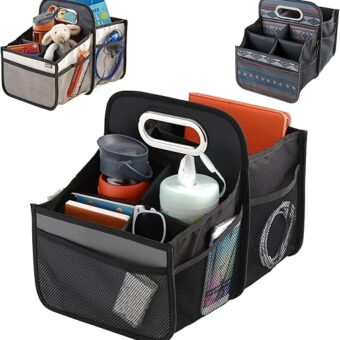 High Road Car Seat Organizer with Cup Holders - Back Seat Organizer for Kids or Front Seat Organizer with Easy Carry Handle - Multipurpose Car Storage Bin for Cars, SUVs and Trucks