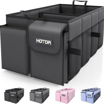 HOTOR Trunk Organizer for Car - Large-Capacity Car Organizer, Foldable Trunk organizer for SUVs & Sedans, Sturdy Car Organization for Car Accessories, Tools, Sundries, Black, 2...