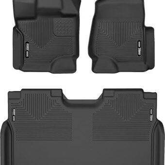 Husky Liners - Weatherbeater | Fits 2015 - 2024 Ford F-150 SuperCrew (includes 22 - 24 Lightning Models) w/o Fold Flat Storage - Front & 2nd Row Liner - Black, 3 pcs. | 94041