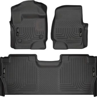 Husky Liners - Weatherbeater | Fits 2017 - 2024 Ford F-250/F-350, F-450 Super Duty Crew Cab w/ Fold Flat Storage - Front & 2nd Row Liner - Black, 3 pc.| 94061, Black