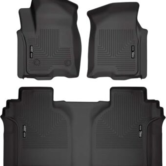 Husky Liners — Weatherbeater | Fits 2019 - 2024 Chevrolet Silverado/GMC Sierra 1500 Crew Cab, 2020 - 2024 Slv/Sra 2500/3500 Crew Cab - Front & 2nd Row - Black, 3 pcs. | 94021