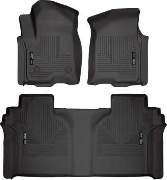 Husky Liners — Weatherbeater | Fits 2019 - 2024 Chevrolet Silverado/GMC Sierra 1500 Crew Cab, 2020 - 2024 Slv/Sra 2500/3500 Crew Cab - Front & 2nd Row - Black, 3 pcs. | 94021