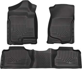 Husky Liners Weatherbeater Floor Mats | Fits 2007 - 2013 Chevrolet Silverado & GMC Sierra 1500/2500/3500 Extended Cab (Footwell Coverage) | Front & 2nd Row, 3-pc Black - 98211