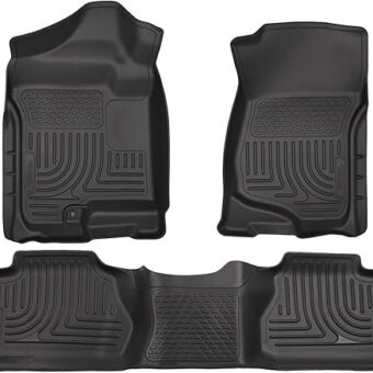 Husky Liners Weatherbeater Floor Mats | Fits 2007 - 2013 Chevrolet Silverado & GMC Sierra 1500/2500/3500 Extended Cab (Footwell Coverage) | Front & 2nd Row, 3-pc Black - 98211