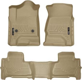 Husky Liners Weatherbeater Floor Mats | Fits 2015 - 2020 Chevrolet Tahoe & GMC Yukon | Front & 2nd Row, 3-pc Tan - 99203