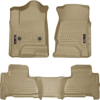 Husky Liners Weatherbeater Floor Mats | Fits 2015 - 2020 Chevrolet Tahoe & GMC Yukon | Front & 2nd Row, 3-pc Tan - 99203