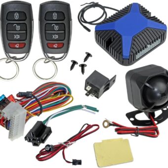 InstallGear Car Alarm Security & Keyless Entry System, Trunk Pop with Two 4-Button Remotes - Car Alarm System - Door Lock/Unlock, Keyless Key Fob for Car/Auto