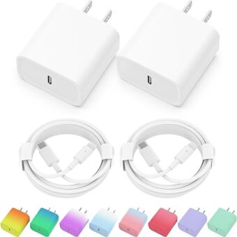 iPhone Charger, 2 Pack 20W PD USB C Wall Fast Charger Adapter with 2 Pack 6FT Type C to Lightning Cable Compatible for iPhone 14 13 12 11 Pro Max XR XS X,iPad