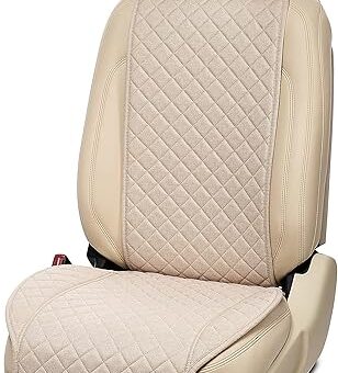 IVICY Linen Car Seat Cover for Cars - Soft & Breathable Front Premium Covers with Non-Slip Protector Universal Fits Most Automotive, Vans, SUVs, Trucks - 1 Unit