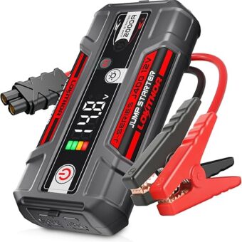 J400 2000A 12V Portable Lithium Jump Starter, Car Battery Booster Pack, USB-C Powerbank Charger, and Jumper Cables for upto 8.0-Liter Gas and 6.0-Liter Diesel Engines, Smart...