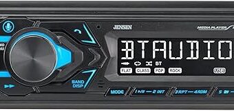 JENSEN MPR210 7 Character LCD Single DIN Car Stereo Radio | Push to Talk Assistant | Bluetooth Hands Free Calling & Music Streaming | AM/FM Radio | USB Playback & Charging | Not...