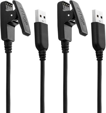 JIUJOJA 2Pack for Garmin Approach S20/G10 Forerunner 235/35/64/230/630/645/645 Music/735XT/Vivomove HR/Lily Smart Watch Replacement Charger Charging Clip Sync Data Cable