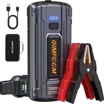 Jump Starter, 2000A Car Battery Jump Starter for Up to 8.0L Gas or 6.5L Diesel Engines, 12V Portable Car Jump Starter Battery Pack, Jump Box with 400 Lumens LED Light/Dual USB...