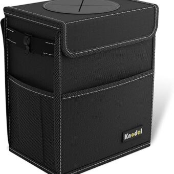 K KNODEL 2 Gallon Black Leak-Proof Waterproof Car Trash Can with Lid