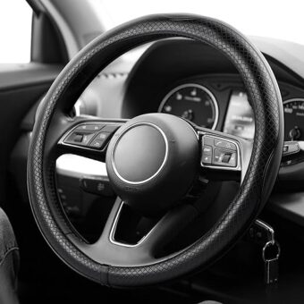 K KNODEL Universal Fit Steering Wheel Cover, Microfiber Leather Car Steering Wheel Cover, Anti-Slip Car Wheel Protector, 15 Inch (Black)