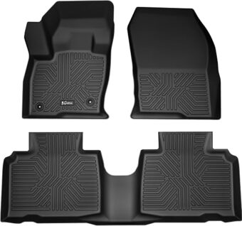 KARPAL Floor Mats Fit for 2015-2024 Ford Edge, Front & 2nd Row Floor Liners, TPE Material All Weather Protection Car Mats 3D Custom Fit - Black