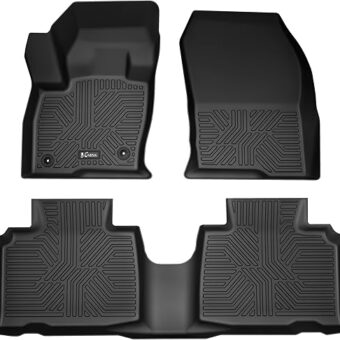 KARPAL Floor Mats Fit for 2015-2024 Ford Edge, Front & 2nd Row Floor Liners, TPE Material All Weather Protection Car Mats 3D Custom Fit - Black