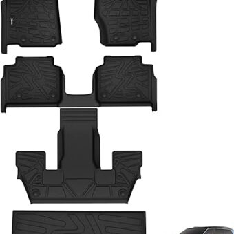 KARPAL Floor Mats Fit with Jeep Grand Cherokee L (6-Seater w/o 2nd Row Center Armrest Only) 2021-2024, All-Weather 1st & 2nd & 3rd Row &Trunk TPE Car Mats