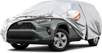 Kayme 6 Layers SUV Car Cover Custom Fit for Toyota RAV4 (2006-2024), Waterproof All Weather for Automobiles,Rain Sun UV Protection.Silver