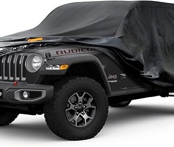 Kayme 7 Layers Car Cover Custom Fit for Jeep Wrangler 4 Dr/Unlimited 4 Door JK JL, Waterproof All Weather for Automobiles, Outdoor Full Cover Rain Sun UV Protection.Black