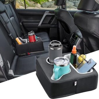 KEMIMOTO Car Cup Holder, Back Seat Cup Holder for Car, Couch Cup Holder, Car Back Seat Organizer, Couch Tray, Bed Tray, Boat Tray, Bedroom Tray Holds Drinks, Snacks, Remote