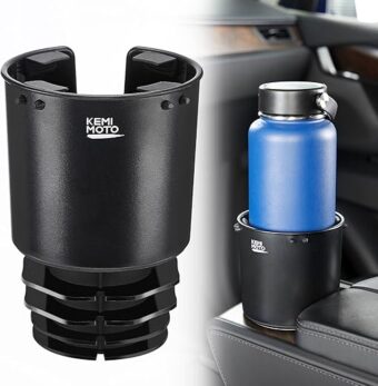 KEMIMOTO Cup Holder Expander for Car, Compatible with Hydro Flask 32/40oz, Yeti 24/30/36oz, Stanley, Other Bottles in 18-40oz, Large Cup Holder Adapter Fits for Universal Vehicle