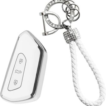 Key Fob Cover Compatible with V,W, Soft TPU Key Case Protection Fit for Golf 8 ID4 Seat Leon MK 4 Skoda Octavia Smart Key