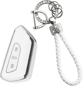 Key Fob Cover Compatible with V,W, Soft TPU Key Case Protection Fit for Golf 8 ID4 Seat Leon MK 4 Skoda Octavia Smart Key