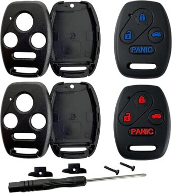 Key Fob Cover Shell for Honda 2003 - 2012 Accord 2009-2015 Pilot,3+1Button Keyless Remote Fob Case Kit Fit for 2006-2013 Civic EX 2005-2006 CR-V (Pack of 4)