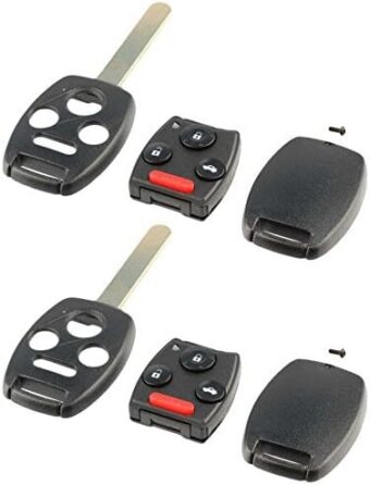 Key Fob Keyless Entry Remote Shell Case & Pad fits Honda Accord Civic Pilot (KR55WK49308, MLBHLIK-1T, N5F-S0084A), Set of 2