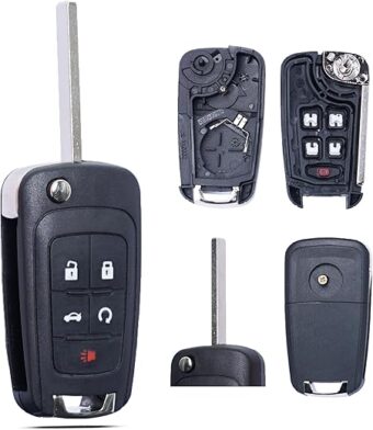 Key Fob Shell Case Replacement Fits for Chevy Cruze Malibu Equinox Sonic Impala GMC Terrain Buick Lacrosse 2011 2012 2013 2014 2015 2016 Keyless Remote Control 5 Button Flip Key...