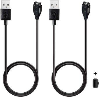 Kissmart Charger for Garmin Instinct, Instinct 2, Instinct 2S, Instinct 2X, Replacement Charging Cable Cord Plus a Black Silicone Charger Port Protector Anti Dust Plug (2 Pack)