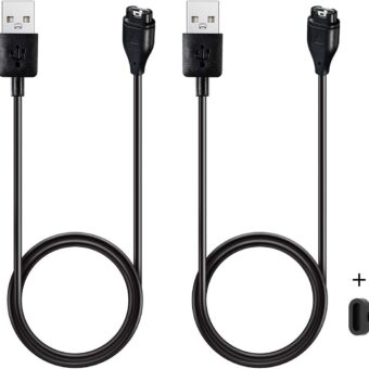 Kissmart Charger for Garmin Instinct, Instinct 2, Instinct 2S, Instinct 2X, Replacement Charging Cable Cord Plus a Black Silicone Charger Port Protector Anti Dust Plug (2 Pack)