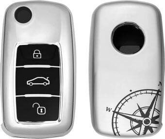 kwmobile Key Cover Compatible with VW Skoda Seat - Navigational Compass