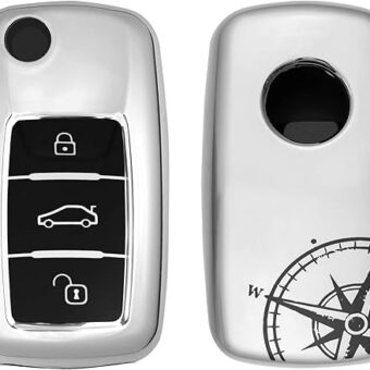 kwmobile Key Cover Compatible with VW Skoda Seat - Navigational Compass