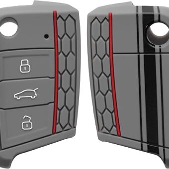 kwmobile Silicone Key Fob Cover Compatible with VW Golf 7 MK7 3 Button Car Key